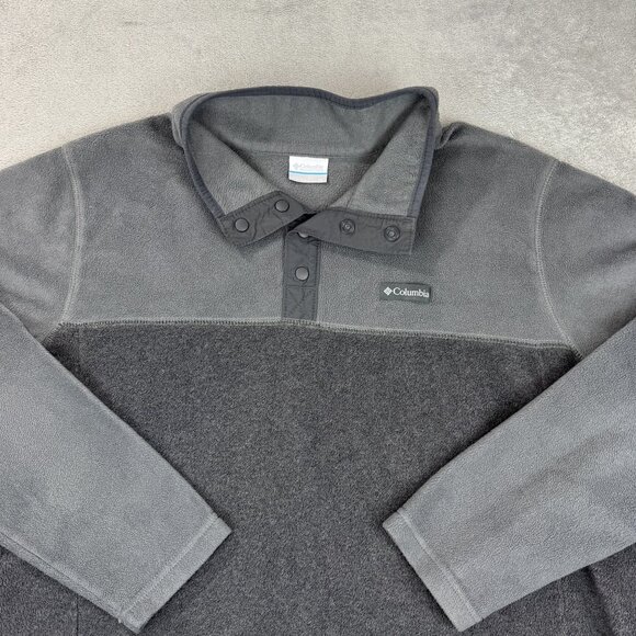 COLUMBIA Sportswear Company Mens T-Snap Grey Colorblock Fleece Pullover Jacket - Picture 6 of 6